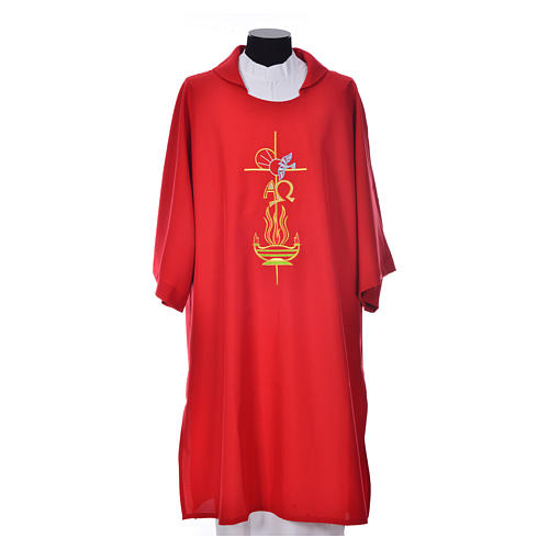 Dalmatic with embroidered flame, alpha and omega 100% polyester 5
