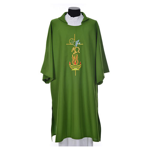 Dalmatic with embroidered flame, alpha and omega 100% polyester 6