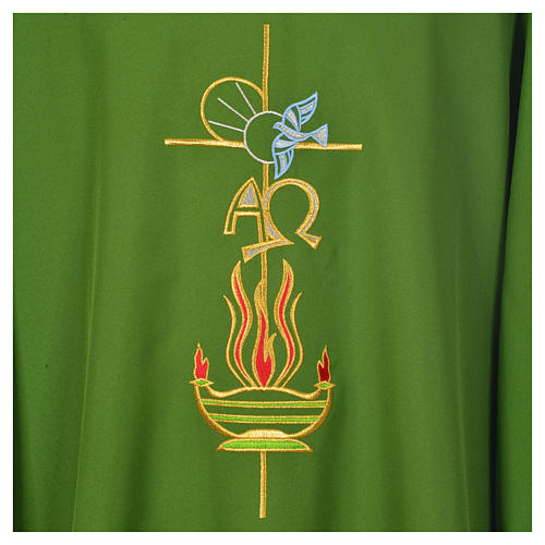 Dalmatic with embroidered flame, alpha and omega 100% polyester 7