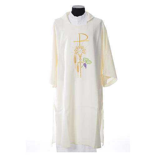 Dalmatic with embroidered Chi-Rho chalice host 100% polyester 13