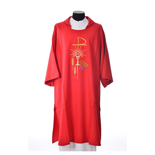 Dalmatic with embroidered Chi-Rho chalice host 100% polyester 14