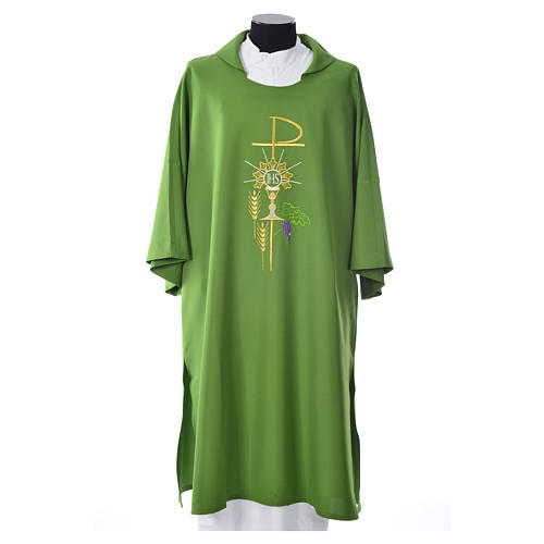 Dalmatic with embroidered Chi-Rho chalice host 100% polyester 15