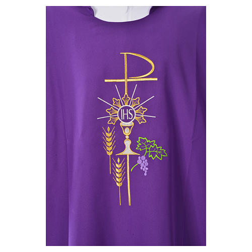 Dalmatic with embroidered Chi-Rho chalice host 100% polyester 18