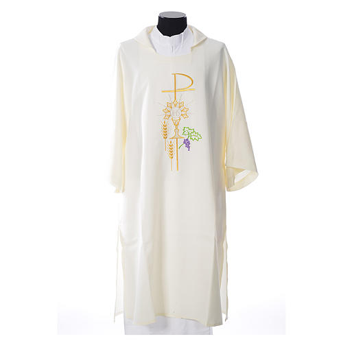 Dalmatic with embroidered Chi-Rho chalice host 100% polyester 4