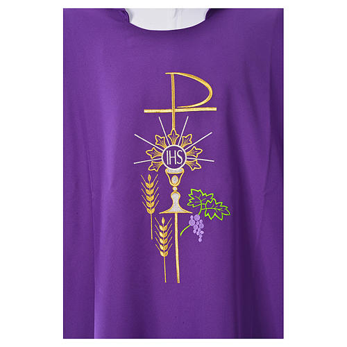 Dalmatic with embroidered Chi-Rho chalice host 100% polyester 9