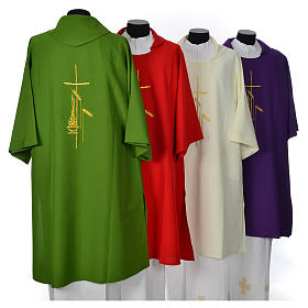 Dalmatic 100% polyester with cross, ear of wheat and flame