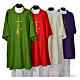 Eucharistic Dalmatic with cross, ear of wheat and flame 100% polyester s1