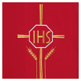 Dalmatic 100% polyester with cross, ear of wheat, IHS