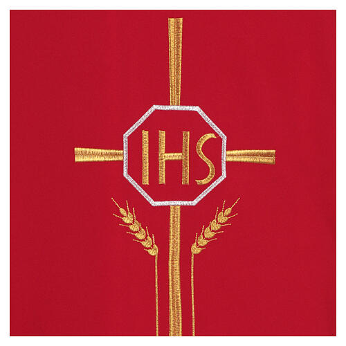 Dalmatic 100% polyester with cross, ear of wheat, IHS 2