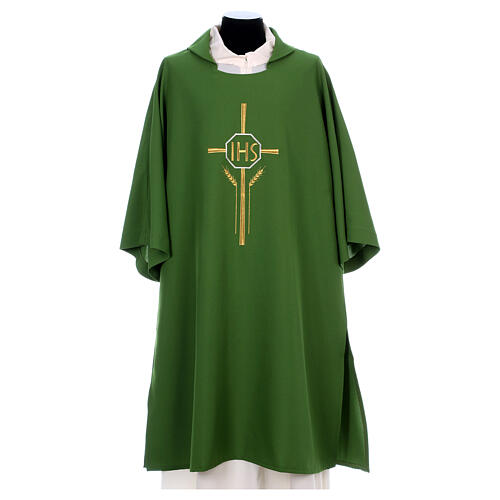 Dalmatic 100% polyester with cross, ear of wheat, IHS 3