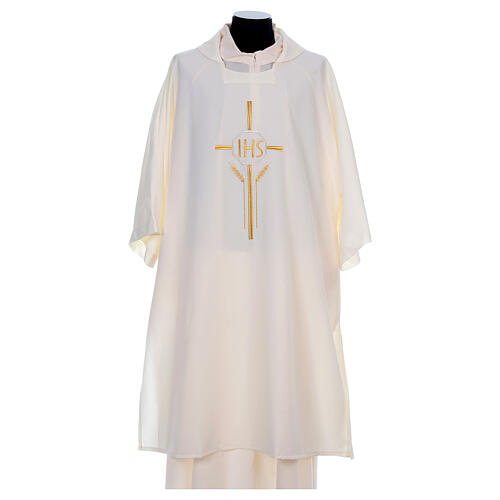 Dalmatic 100% polyester with cross, ear of wheat, IHS 5