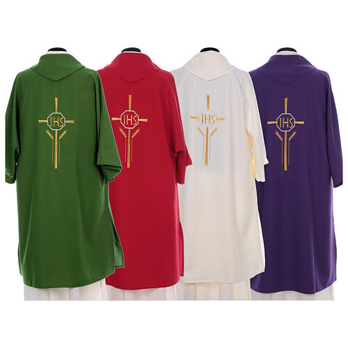 Dalmatic 100% polyester with cross, ear of wheat, IHS 10