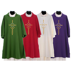 Eucharistic Dalmatic 100% polyester with cross, ear of wheat, IHS