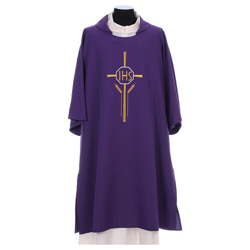 Eucharistic Dalmatic 100% polyester with cross, ear of wheat, IHS 7
