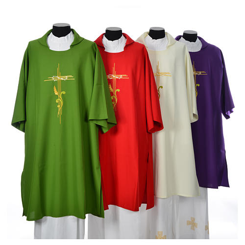 Dalmatic 100% polyester stylised cross, ear of wheat 1