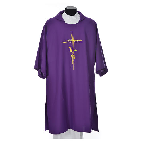 Dalmatic 100% polyester stylised cross, ear of wheat 3