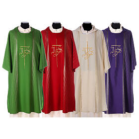 Dalmatic in virgin wool with twisted thread, IHS