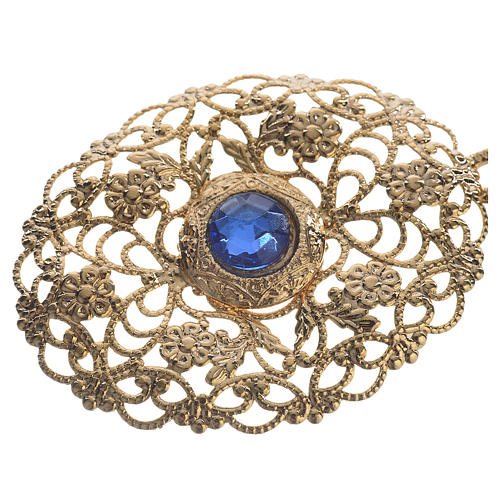 Cope clasp, golden oval with blue stones 2