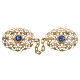 Cope clasp, golden oval with blue stones s1