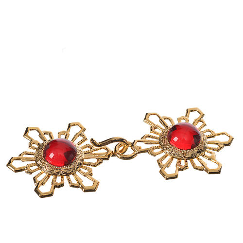 Tunic clasp, golden with red stones 2