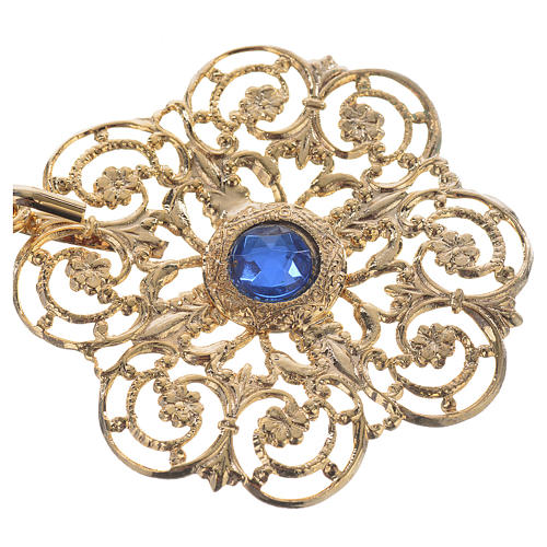 Cope clasp, golden with blue stones 2