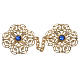 Cope clasp, golden with blue stones s1
