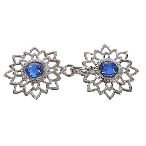 Tunic clasp, silver-plated with blue stones 1