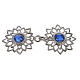 Tunic clasp, silver-plated with blue stones s1
