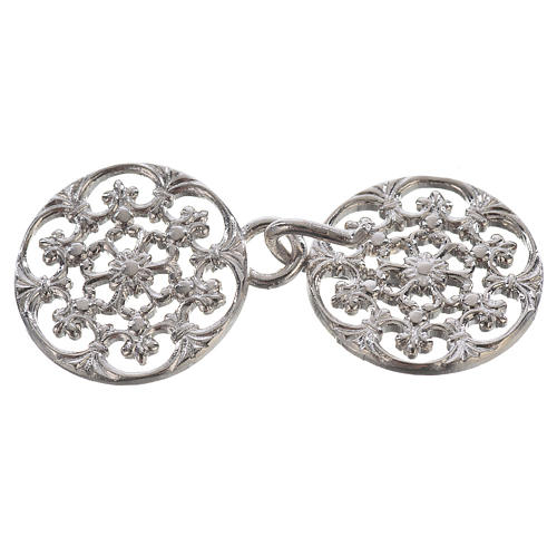 Tunic clasp, round, silver-plated 1