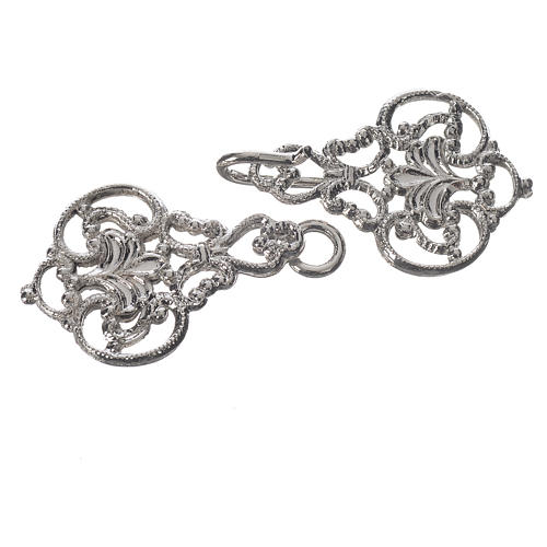 Tunic clasp, silver-plated, leaf 2