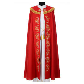 Copes, Roman Chasubles and Dalmatics: Cope in polyester with floral embroidery Copes, Roman Chasubles and Dalmatics: Cope in polyester with floral embroidery