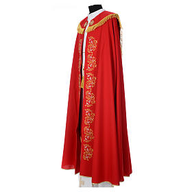 Chapes, Chasubles Romaines, Dalmatiques: Chape liturgique broderies florales 100% polyester