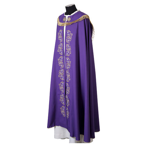 Chape liturgique broderies florales 100% polyester 12