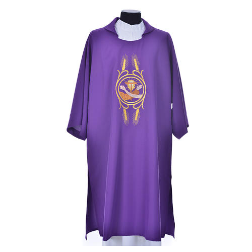 Eucharistic Dalmatic with Franciscan emblem in 100% polyester 11