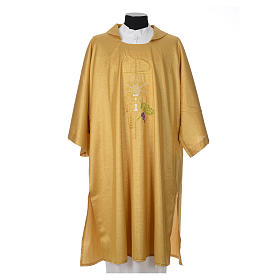 Gold dalmatic with embroided Chi-Rho chalice host