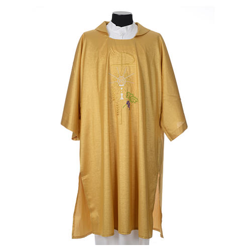 Gold dalmatic with embroided Chi-Rho chalice host 1