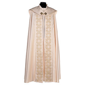Copes, Roman Chasubles and Dalmatics: Cope in 80% cream polyester with gold embroidery Copes, Roman Chasubles and Dalmatics: Cope in 80% cream polyester with gold embroidery