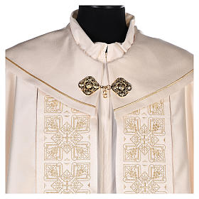 Copes, Roman Chasubles and Dalmatics: Cope in 80% cream polyester with gold embroidery Copes, Roman Chasubles and Dalmatics: Cope in 80% cream polyester with gold embroidery
