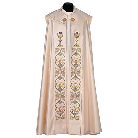 Cope in 100% cream polyester with host and chalice embroidery