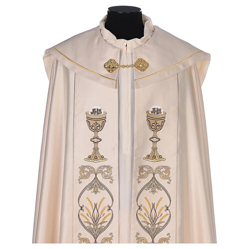 Cope in 100% cream polyester with host and chalice embroidery 3