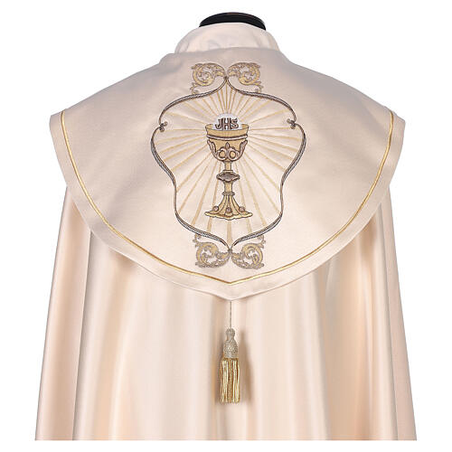Cope in 100% cream polyester with host and chalice embroidery 2