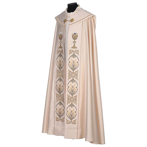 Cope in 100% cream polyester with host and chalice embroidery 4
