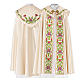 Cope in 80% cream polyester with green purple floral embroideries s1