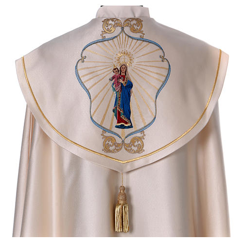 Cope in 80% cream polyester with Our Lady and baby Jesus 2