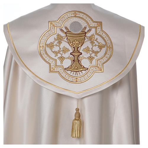 Cope in 100% polyester with chalice, host, grapes and ears of wheat 4
