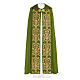 Chape liturgique 80% polyester vert broderie dorée baroque s2