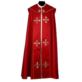 Chape liturgique 100% polyester croix dorées 4 couleurs liturgiques
