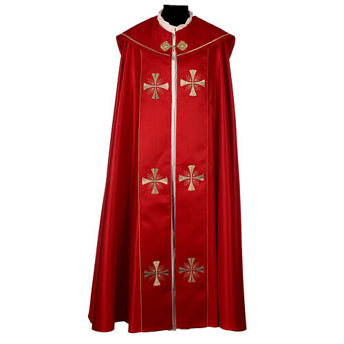 Chape liturgique 100% polyester croix dorées 4 couleurs liturgiques 1