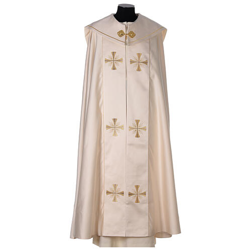 Chape liturgique 100% polyester croix dorées 4 couleurs liturgiques 3