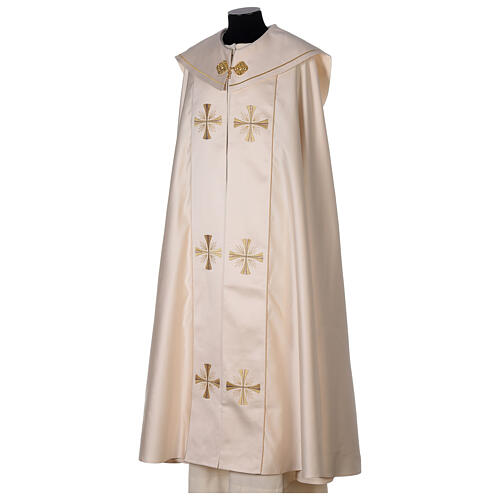 Chape liturgique 100% polyester croix dorées 4 couleurs liturgiques 7